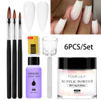 FOUR LILY Acrylic Nail Kit Nail Acrylic Powder Crystal Liquid Set With Nail Brush For Acrylic Nails Extension Carving Manicure