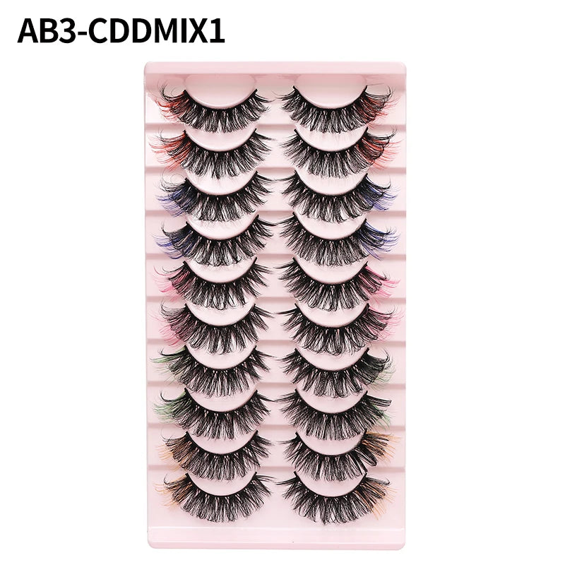 Colored Strip Lashes Fast Shipping Makeup For Clue Mink Eyelashes Full Strip Eyelashes Red Blue Green Eyelashes Wholesale