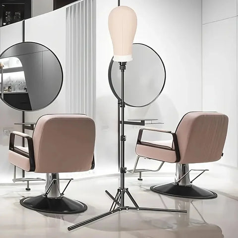 Wig Stand & 22 in Head Combination set，Canvas Wig Head Stand with Mannequin Head for Wigs Manikin Head Block Set for Wigs Making