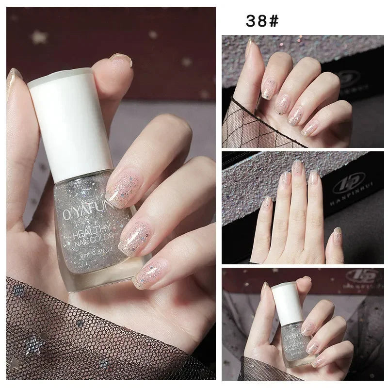 No-bake Nail Polish Nail Art Tearable Quick Dry Normal Without Lamp Nail Polish Glitter Sequins UV Varnish Nails Tools