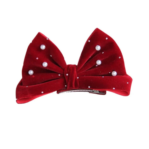 1pc Autumn/Winter New Year Wine Red Velvet Big Bow Hairpin Headpiece Celebrating Christmas Girl Hair Hairpin Accessories