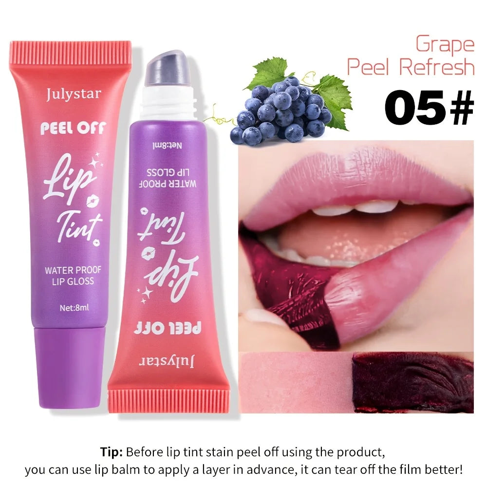 Peel-Off Matte Lip Tint – Fruity Scented Waterproof Lip Stain, Long-Lasting Color with Matte Finish, Non-Fading Lip Makeup