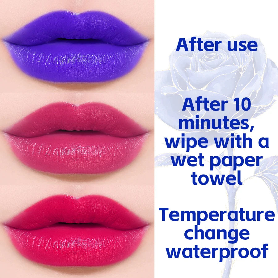 Blue Rose Lipstick Temperature Color Changing lipstic Moisturizing  Female Makeup products Sexy Lip tint Gloss Shiny Lipsticks