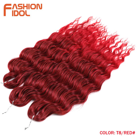 Anna Hair Synthetic Loose Deep Wave Braiding Hair Extensions 24 Inch Water Wave Braid Hair Ombre Blonde Twist Crochet Curly Hair