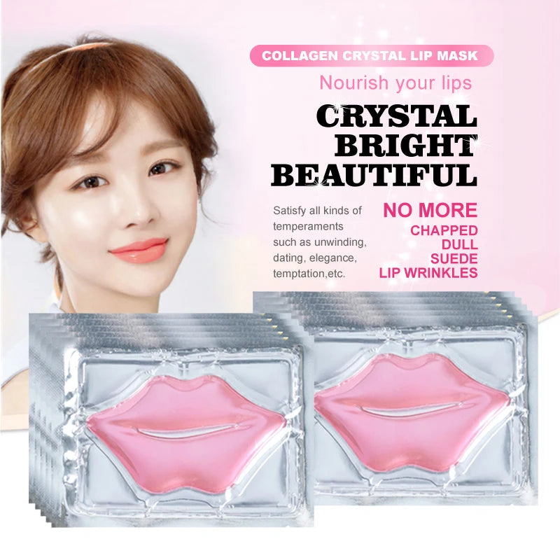 Pink Crystal Collagen Lip Mask Plump Lips Moisturizing Anti Wrinkles Nourishing Lip Patches Lips Plumper Skin Care Products
