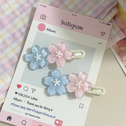 Cute Jelly Cherry Blossom Hair Clip Romantic Kawaii Hairpin for Girls Bangs & Side Hair Accessories Korean Style Duckbill Clips