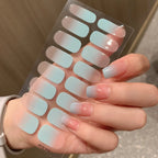1 Sheet Semi Cured Wrap Gradient Nail Sticker Multi Color Solid Gel Full Cover Slider No Need UV Lamp Cured Fast Gel Nail Decal