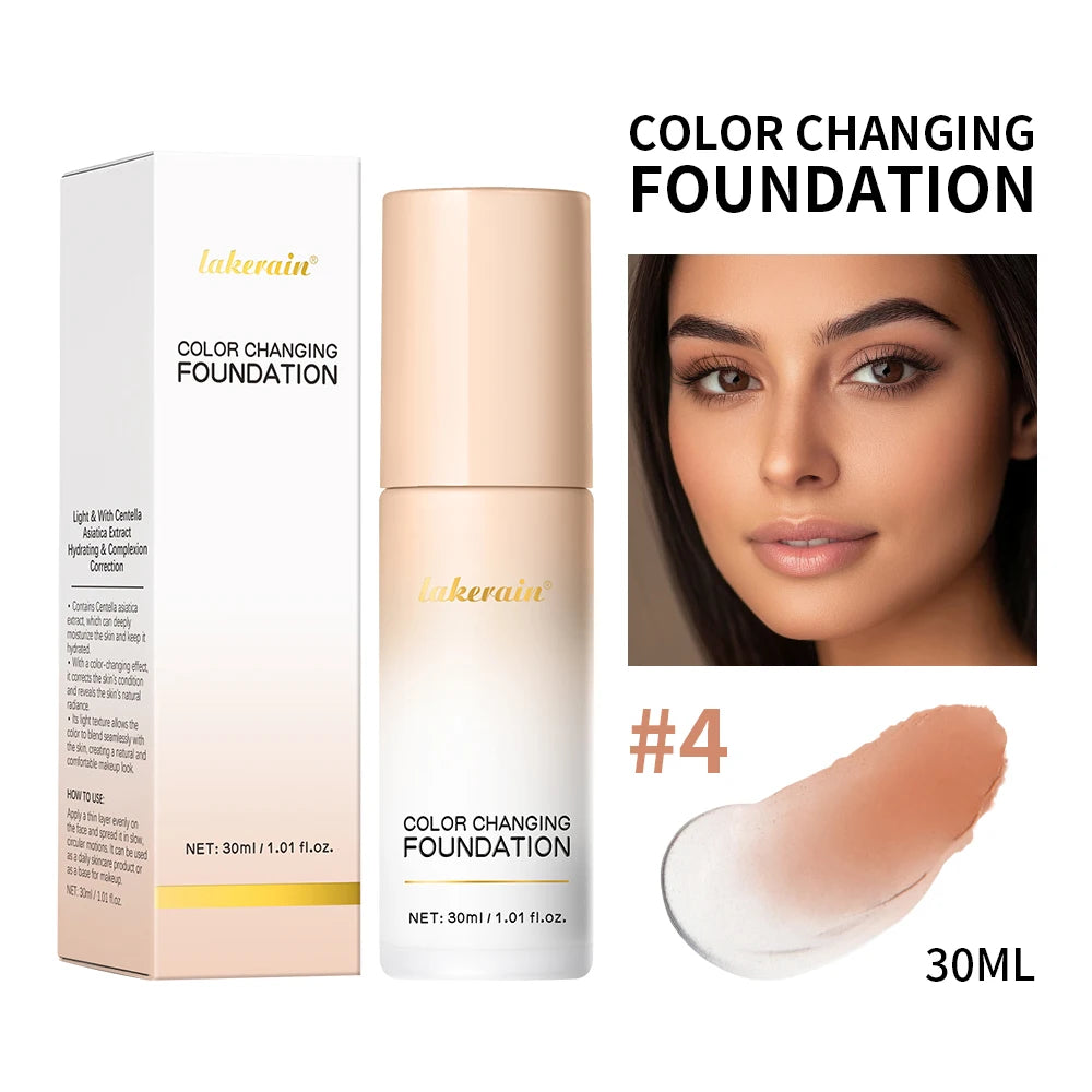 Lakerain Magic Color Changing Foundation Liquid Long Lasting Hydrating lightweight Base Makeup High Coverage Effective Concealer