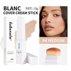 Blanc Cover Cream Stick Changing Foundation Stick Color Changing Foundation with Detachable Brush Hight Coverage Base Makeup