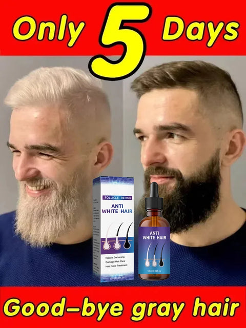 Gray to Black Hair Transformation Promote growth Anti white hair serum Reverses Graying Nourishes Scalp & Follicles