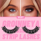 GROINNEYA 5/20 Pairs Russian Strip Lashes DD Curl False Eyelashes Natural Lashes Strips Curl Pack 4 Styles Eyelashes Extensions