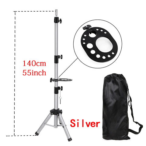 55Inch Mannequin Head Stand Adjustable Heavy Duty Wig Stand Tripod For Cosmetology Hairdressing Training Head Stand With Tray
