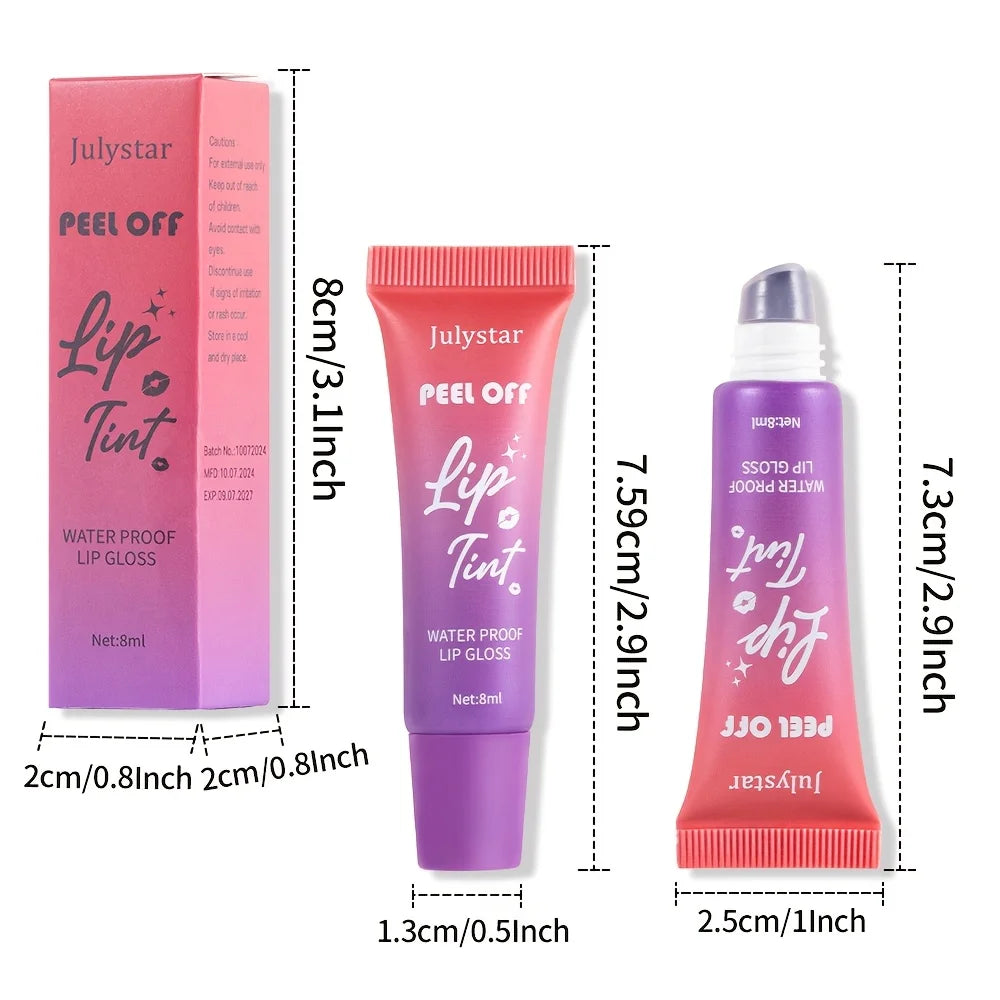 Peel-Off Matte Lip Tint – Fruity Scented Waterproof Lip Stain, Long-Lasting Color with Matte Finish, Non-Fading Lip Makeup