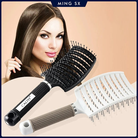 Hair Comb Brush Professional Curved Vented Brush for Faster Blow Drying Paddle Detangling Brush for Wet Dry Curly Straight Hair
