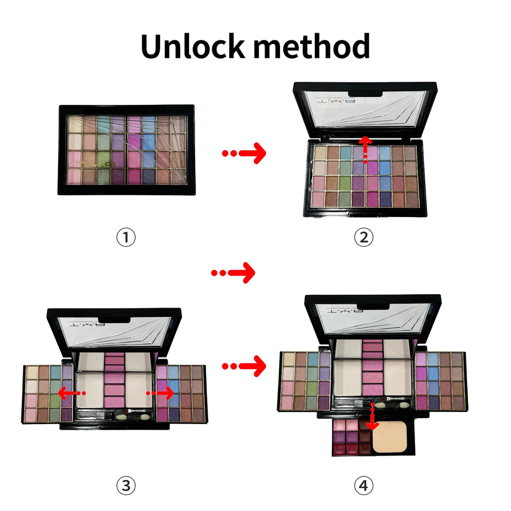 TYA Makeup set 46 colors Pearl eye shadow Powder puff Powder blusher Lip gloss set combination T6145