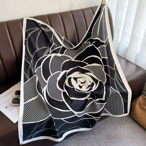 90*90Cm Square Scarf Twill Silk Feeling Women Head Shawls and Wraps Luxury Hair Tree Print Neck Scarves Hijab Bandana Pashmina