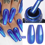 MEET ACROSS 7ml Red Metallic Gel Nail Polish Gold Silver Mirror Nail Art Varnish Glitter Sparkly Semi Permanent Soak Off UV Gel
