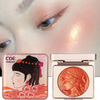 3D Orange Highlighter Embossed Blush Palette Long-Lasting Shimmer Powder Pink Coral Rouged For Cheeks Eyes Smooth Cosmetics