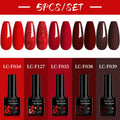 LILYCUTE 5Pcs/Set 7ML Red Brown Nail Gel DIY Nail Art Semi Permanent UV Gel Polish Long Lasting Design Manicure Kit Supplies