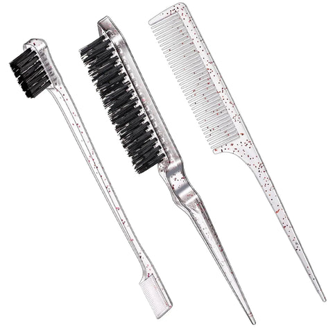 Hair Styling Comb Hair Brush Set, Teasing Edge Brush Rat Tail Comb For Curly/Straight/Wet/Dry/Long/Short Hair