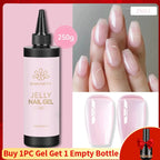 BORN PRETTY 250g Super Top Coat Base Gel Soak off UV LED Drying Long Lasting Semi Permanent Jelly Nude Pink Gel Nail Polish