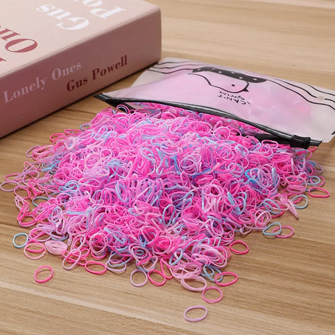 500/1000/2000pcs Girls Colourful Disposable Rubber Band Hair Ties Headband Children Ponytail Holder Bands Kids Hair Accessories
