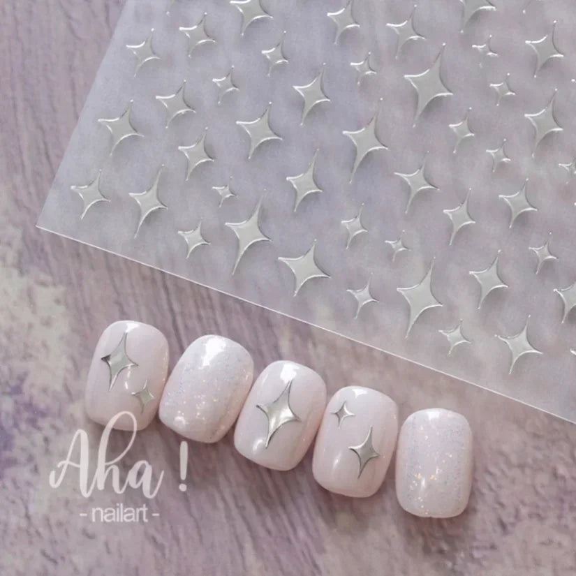 Adhesive stickers with European and American style cross snake black and white wave dot hot silver line letter nail stickers
