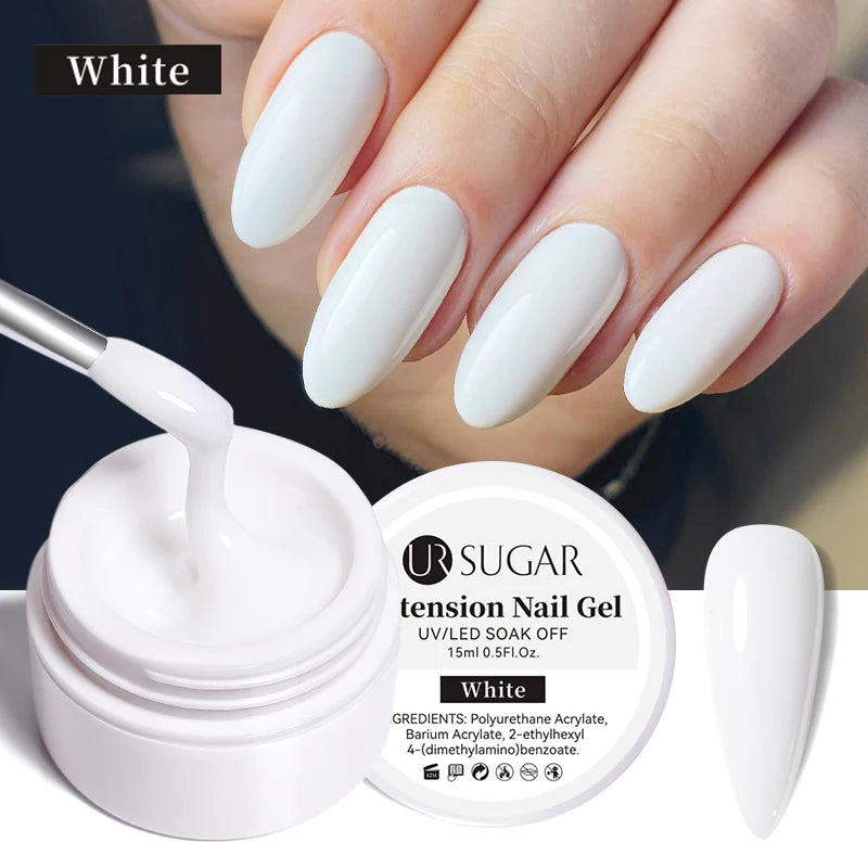 UR SUGAR Milky White Clear Pink Color 15ml Jelly Extension Nail Gel Polish Soak Off UV LED Gel Varnish Manicure Tips Tools
