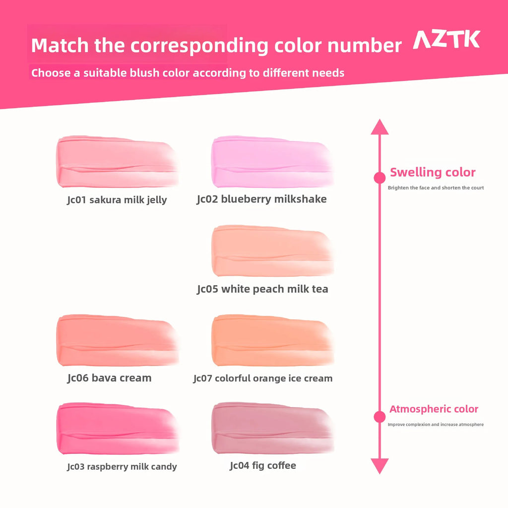 AZTK Liquid Blush Highlighter Contour Stick - Creamy Matte Natural Flush,Face Sculpting & Lifting Effect,Long Lasting Cheek Tint