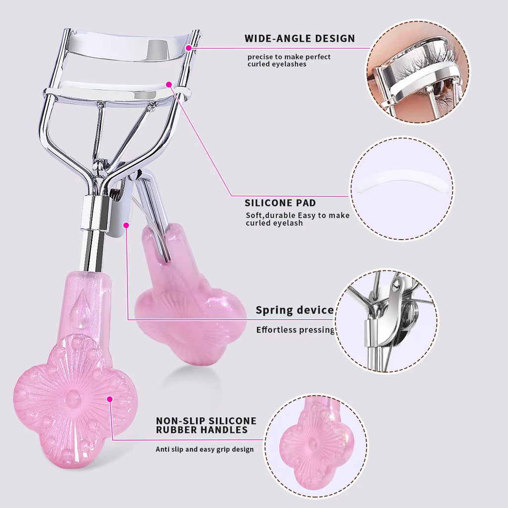 1 portable stainless steel eyelash curler with exquisite handle and long-lasting eyelash curling, suitable for beginners