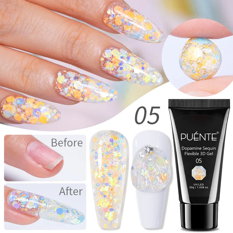 PUENTE 7.5ML Blue Laser Cat Magnetic Gel Nail Polish Sparkling Holographic Rainbow Cat Eye Gel Soak Off UV/LED Nail Art Varnish