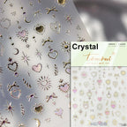 5D Gradient Love Gem Glitter Love Heart Colorful Cat's Eye Rhinestone Soft Self Adhesive Nail Art Stickers Shiny Manicure Decals