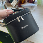 Customizable Name Portable Travel Storage Bag - Removable Cosmetic Bag with Separate Washing Compartment Pebble Leather