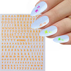 1Pc 3D Roman Letter Nail Stickers Gold/Silver/Black/Laser Alphabet Self Adhesive Decal Y2K English Words/Number Manicure Sliders