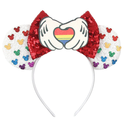 2023 Disney Christmas Mickey Ears Headband For Girls Sequins Bow Festivall Party Hairband DIY Hair Accessories