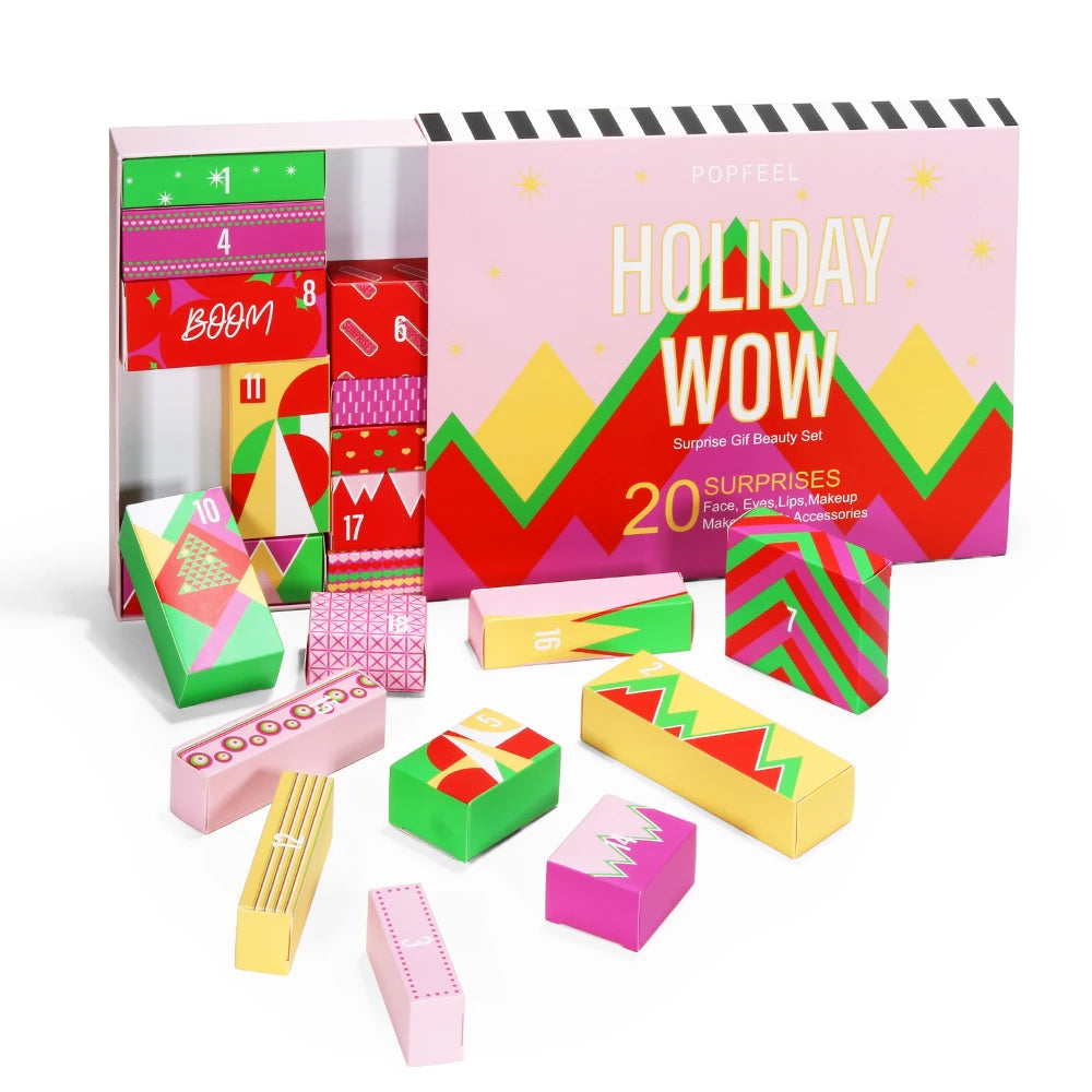 POPFEEL Surprise Gift Box Makeup Set for Girls – 20-Piece Face, Eye, and Lip Cosmetics and Beauty Tools Combination Set.