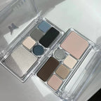 6 Colors Eye Shadow Palette Punk Smoky Black Glitter Pearly Eyeshadow Palette Korean Shiny Blue Eyeshadow Contour Blush Makeup