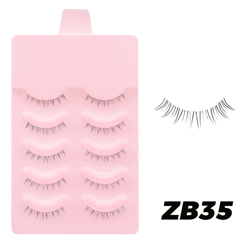 DINGSEN Fake Eyelash Anime Lashes 5 Pairs Little Devil Eyelashes Natural Daily Makeup Manga Eyelashes Clear Band Eyelashes