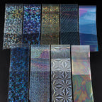 9PCS/Bag Nail Transfer Stickers Laser Patterns Holographic Design Gel Decal Foil Slider Art Decoration Manicure Accessories Tool
