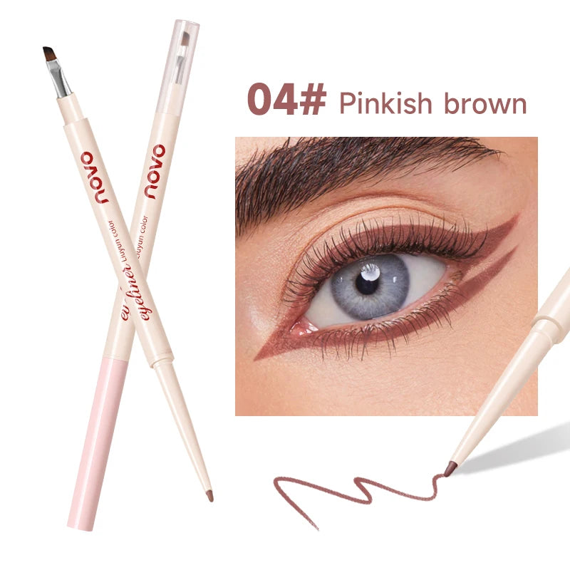 Double-Ended Gel Eyeliner Pen,(Pencil + Fine Angled Brush),Matte Finish & Shimmer,Long-Lasting,Quick-Drying, Waterproof