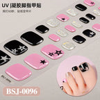 26Tips French Leopard Print UV Gel Toenail Sticker Bronzing Dye Gradient Cross-border Semi Baked Gel Nail Sticker UV Lamp Needed