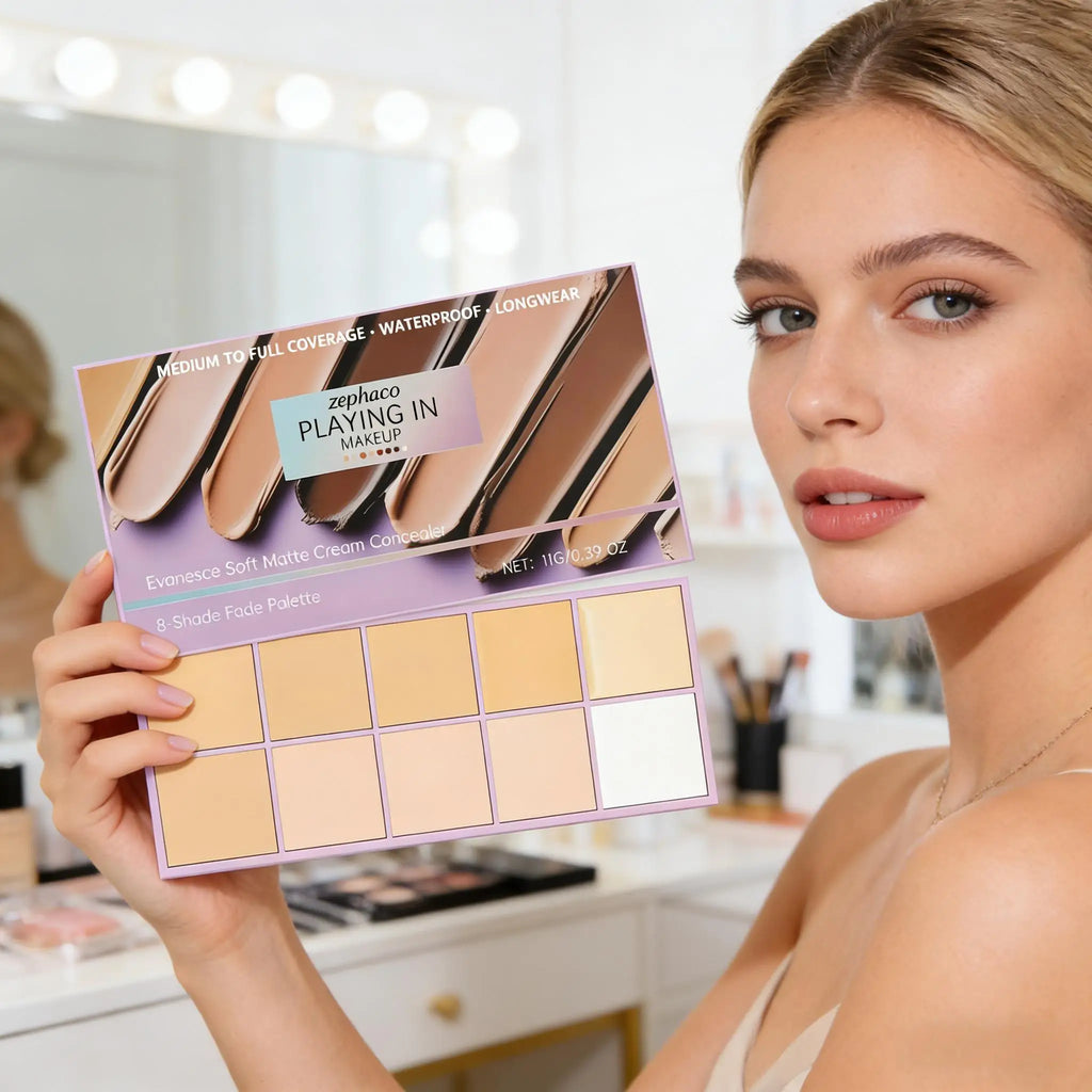 8-Color Concealer Palette Professional Coverage for Dark Circles Blemishes Acne Matte Brightening Long-Lasting Foundation Makeup