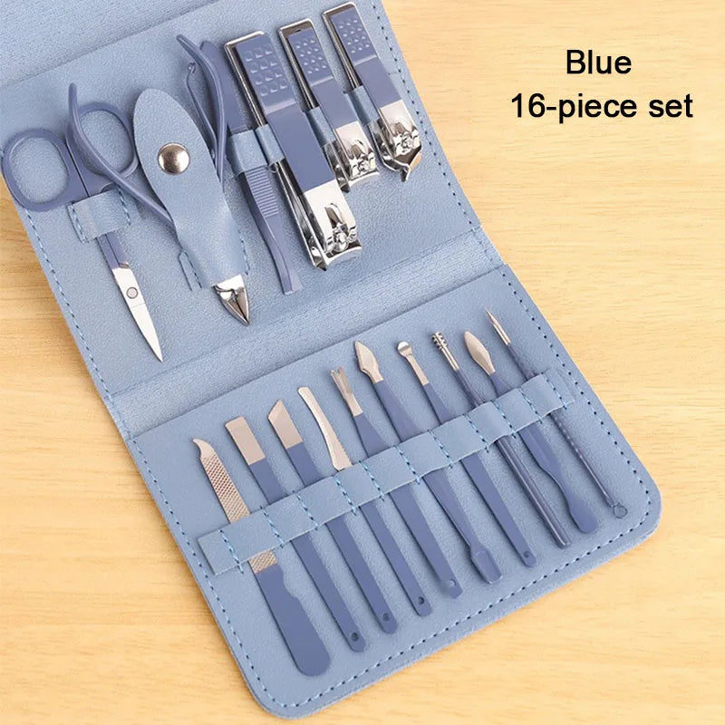 16PCS Professional Nail Clipper Set Stainless Steel Pedicure Tools for Men and Women Nail Care Kit ZJJ06