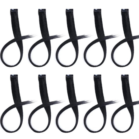 10pcs 22Inch Synthetic Long Straight Hair Extensions Clip in Colored Party Highlights Hairpieces for Women Kids Girls