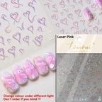 5D Gradient Love Gem Glitter Love Heart Colorful Cat's Eye Rhinestone Soft Self Adhesive Nail Art Stickers Shiny Manicure Decals