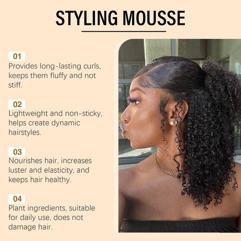 Styling Mousse For Curly Hair - Hydrating Hair Foam With Flexible Hold, Lightweight Non-Sticky Formula For Defined Curls Volume