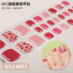 26Tips French Leopard Print UV Gel Toenail Sticker Bronzing Dye Gradient Cross-border Semi Baked Gel Nail Sticker UV Lamp Needed