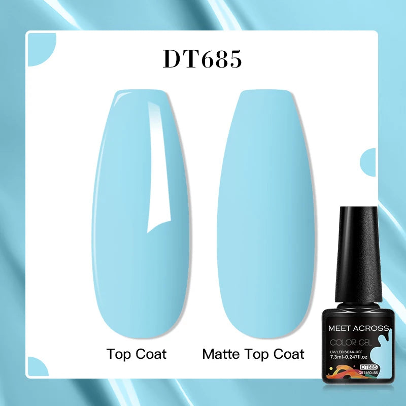 MEET ACROSS 7ml Red Blue Green Metallic Gel Nail Polish Super Bright Mirror Effect Semi Permanent LED UV Gel Nail Art Varnish