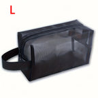 1PC Travel Black Mesh Cosmetic Bag Zipper Makeup Bag For Women Wash Toiletry Bag Makeup Organizer Portable Storage Pouch