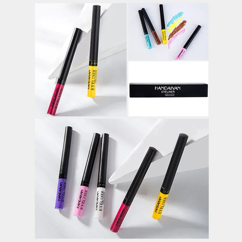 12 Colors Colorful Liquid Eyeliner Pencil Waterproof Long-Lasting  Quick-Dry No Blooming Blue Pink Eye Liner Pen Cosmetics Tools